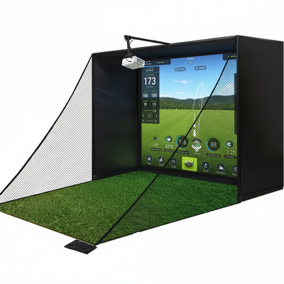 10X8 Ft Golf Simulator Enclosure Complete Kit with Alloy Steel Frame and HD Impact Screen Indoor Garage Home Golf Training Cage Equipment