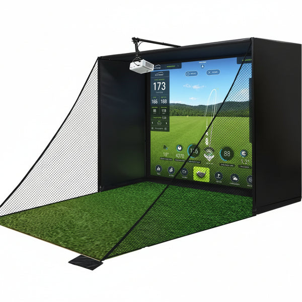 10X8 Ft Golf Simulator Enclosure Complete Kit with Alloy Steel Frame and HD Impact Screen Indoor Garage Home Golf Training Cage Equipment