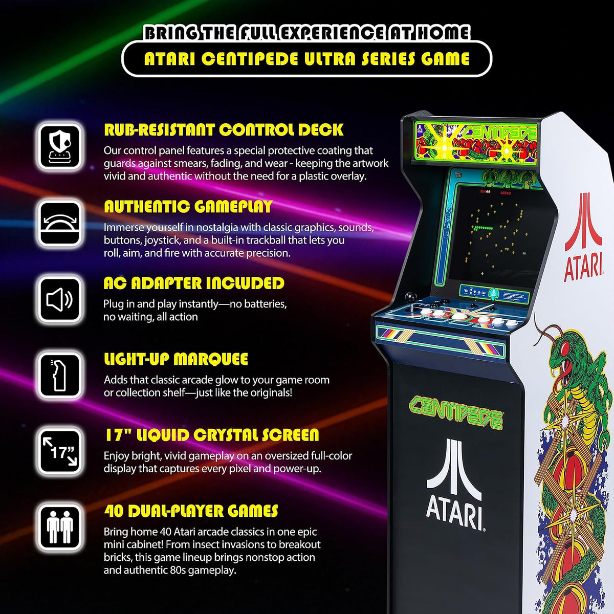 Atari Centipede Ultra Series Game Machine with 40 Games