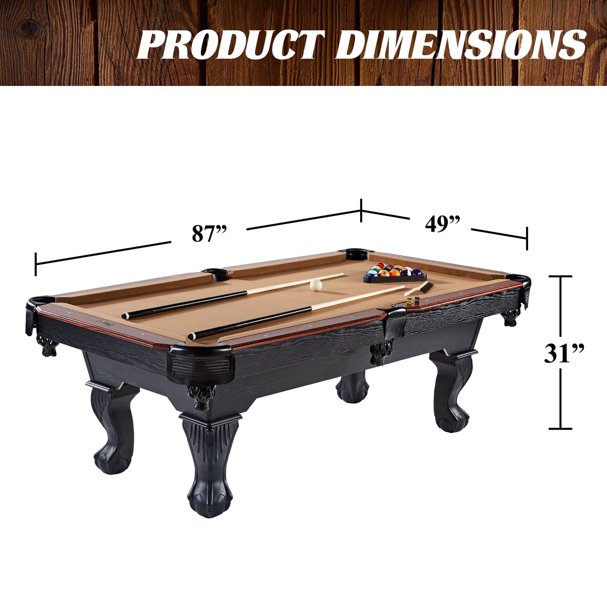 7 Foot Drop Pocket Table with Pool Ball and Cue Stick Set by — product view 2