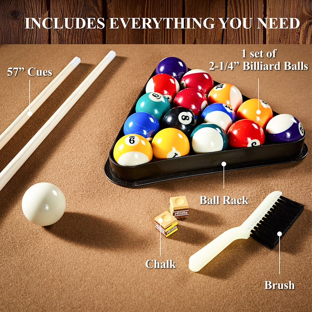 7 Foot Drop Pocket Table with Pool Ball and Cue Stick Set by