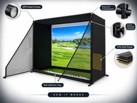 Golf Simulator Enclosure Built for Home Practice, 10x8Ft HD Impact Screen, EPE Foam Frame, Ball Return System — product view 3