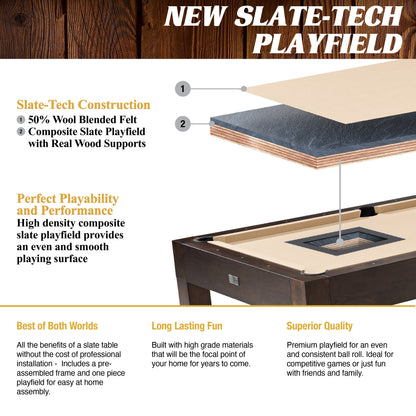 Monteray 7.5 Ft 3-In-1 Slate-Tech Pool Table with Dining and Table Tennis Tops, Storage Cart and Accessories — product view 4