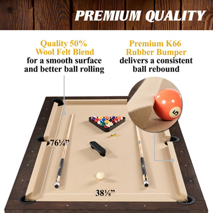 Monteray 7.5 Ft 3-In-1 Slate-Tech Pool Table with Dining and Table Tennis Tops, Storage Cart and Accessories — product view 5